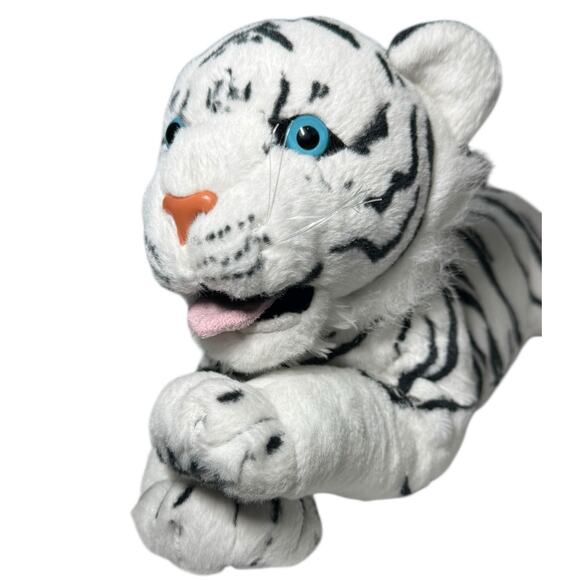 Fiesta Laying White Tiger Stuffed Animal Plush 18.5" Realistic Bengal Blue Eyes - Picture 1 of 10